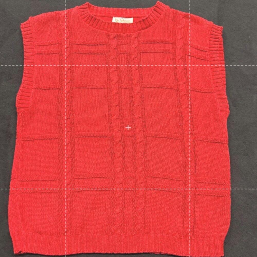 Cable Knit Vest Beldoch Popper Red 80s Preppy Womens S/M
